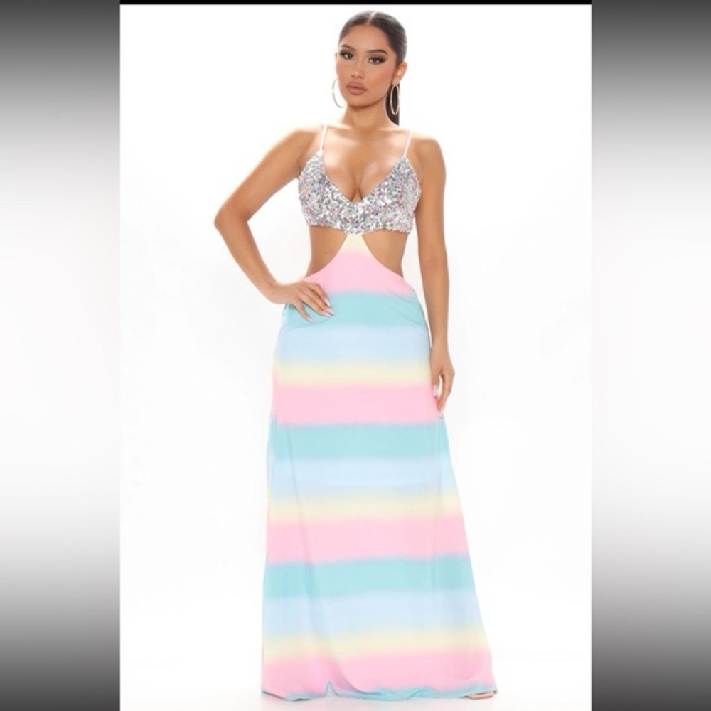 Sequin Top Multicolor Maxi Dress
